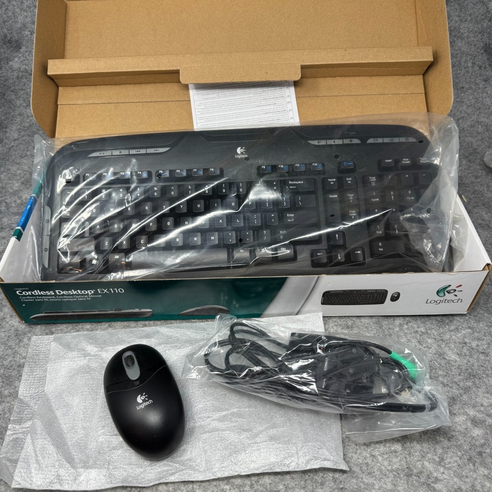 Logitech EX110 Cordless Desktop Wireless Keyboard & Optic Mouse Open Box