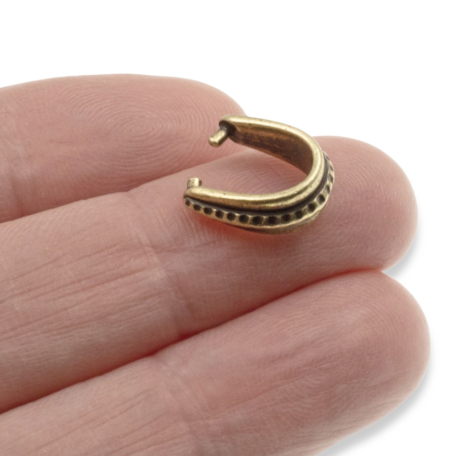 Antique Brass Large Hammered Pinch Bails, 4-Pack Vintage Bronze Pendant Holders