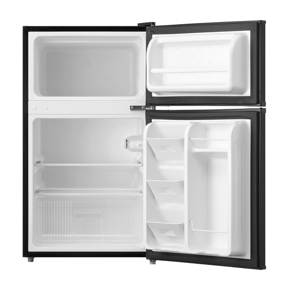 Arctic King 3.2 Cu ft Two Door Mini Fridge with Freezer, Black, E-Star