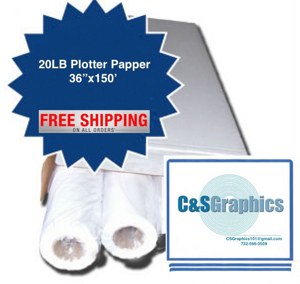 4 ROLLS 36'' X 150' 20LB Bond Plotter Paper CAD InJet