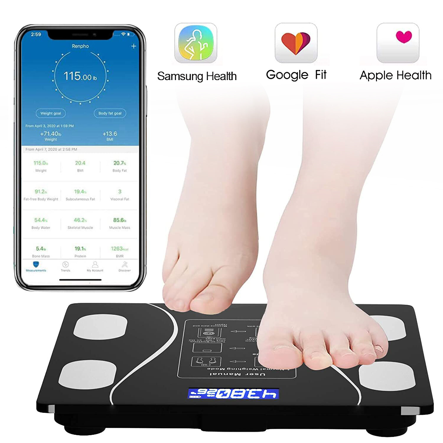 Smart Weight Scale Body Digital Bathroom Scale BMI Bluetooth Body Fat Scale