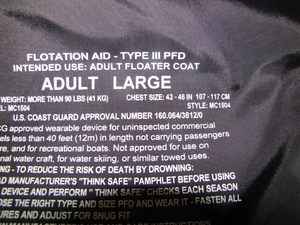 Mustang Classic Flotation Coat - Navy Blue - Large MC1504