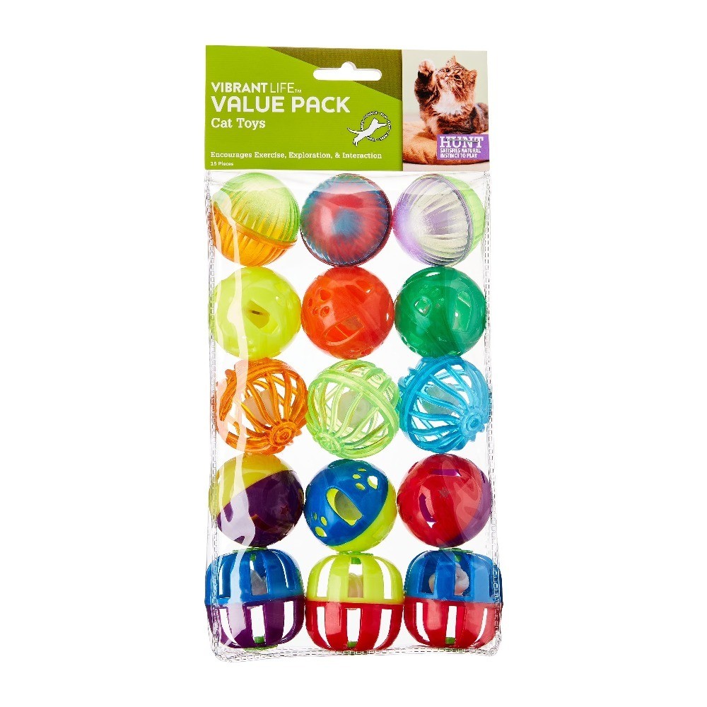 Plastic Balls Cat Toys, Multicolor, 15 Count