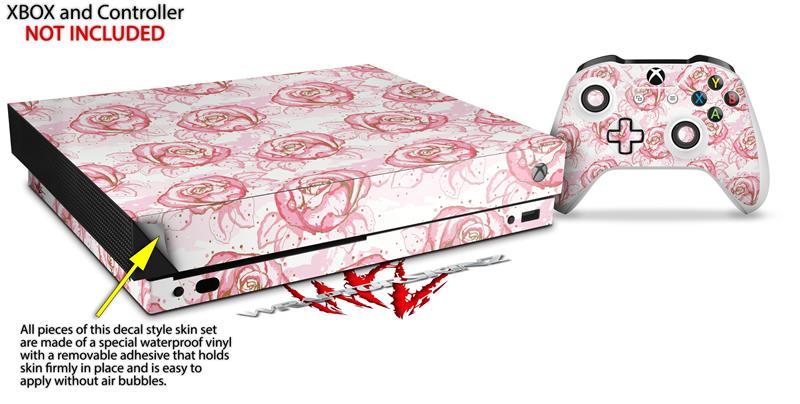 Skin for XBOX One X Console Controller Flowers Pattern Roses 13 Decal