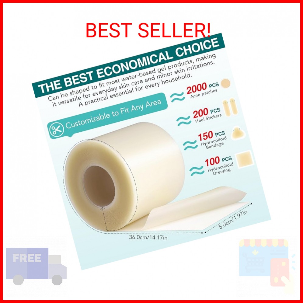 Hydrocolloid Roll for Wound Care - Cut-to-Size, Extra Large Hydrocolloid Patch B