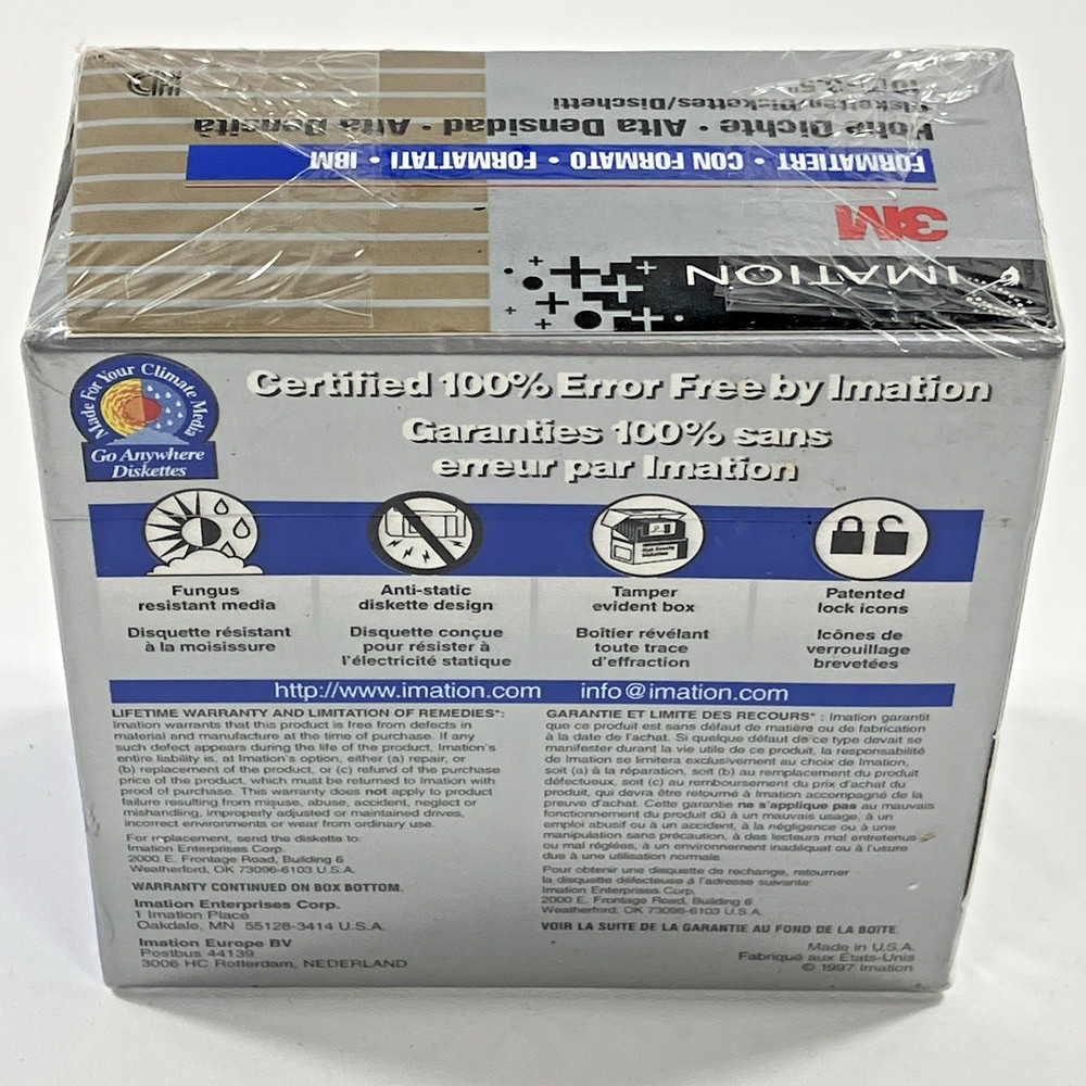 Imation 3M/IBM Formatted/High-Density 3.5" DS HD Diskettes/1.44 MB (10 Disk) NEW
