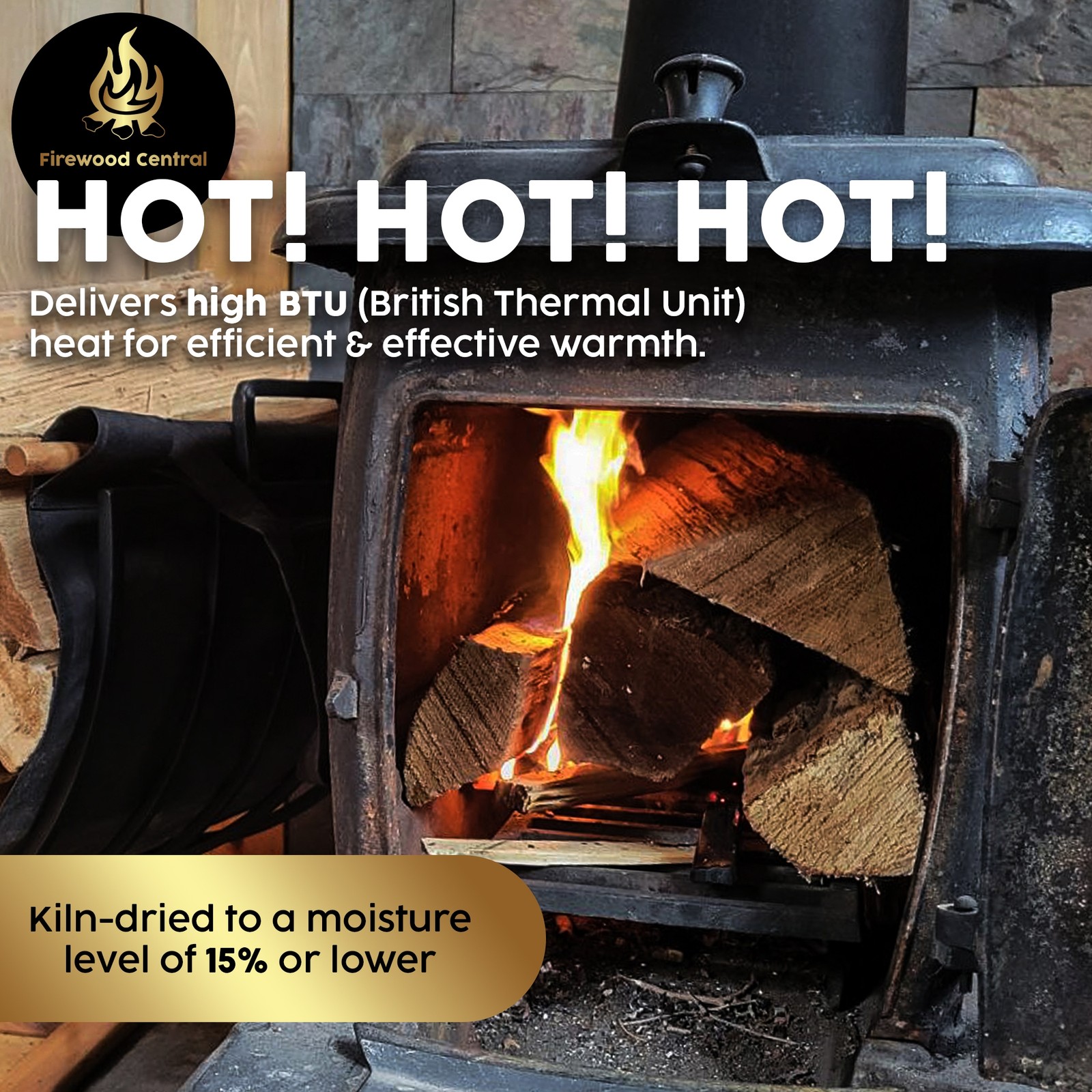 Firewood Central Kiln-Dried Cherry Wood – 16” Splits (14-18 Splits)