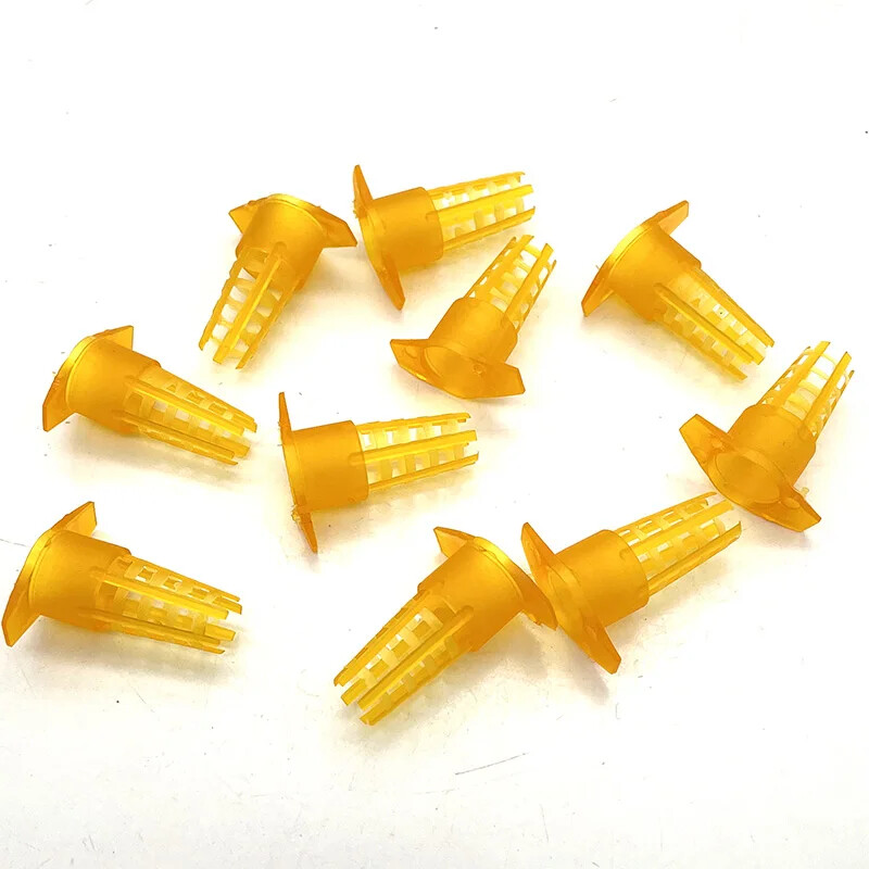 New 300Pcs Beekeeping Tools Cell Protector Cages Yellow Plastic Bees Queen Cages