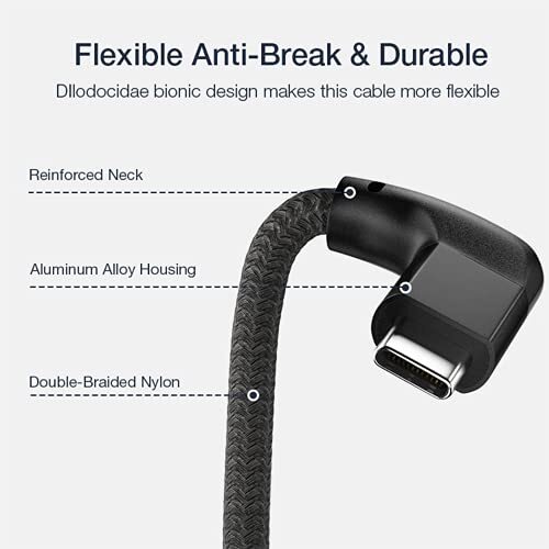 UseBean Right Angle USB C Extension Cable 0.6FT, 90 Degree USB-C BLACK