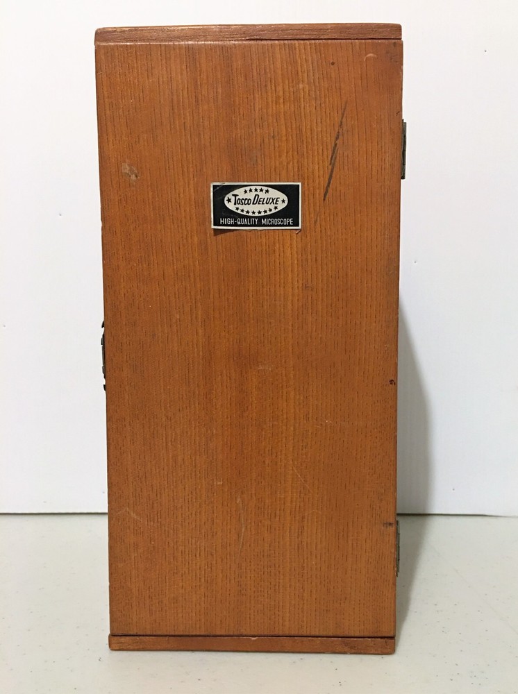 Tasco Microscope Deluxe Wood Case Box Japan