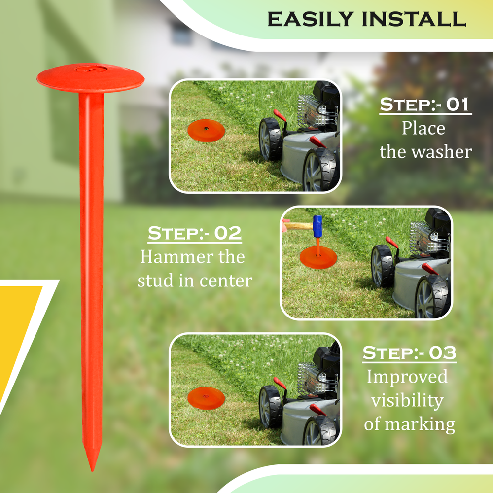FEBTECH-Septic Tank Marker for Property line Markers-2.3"x7" Pack of 6+1 Hammer