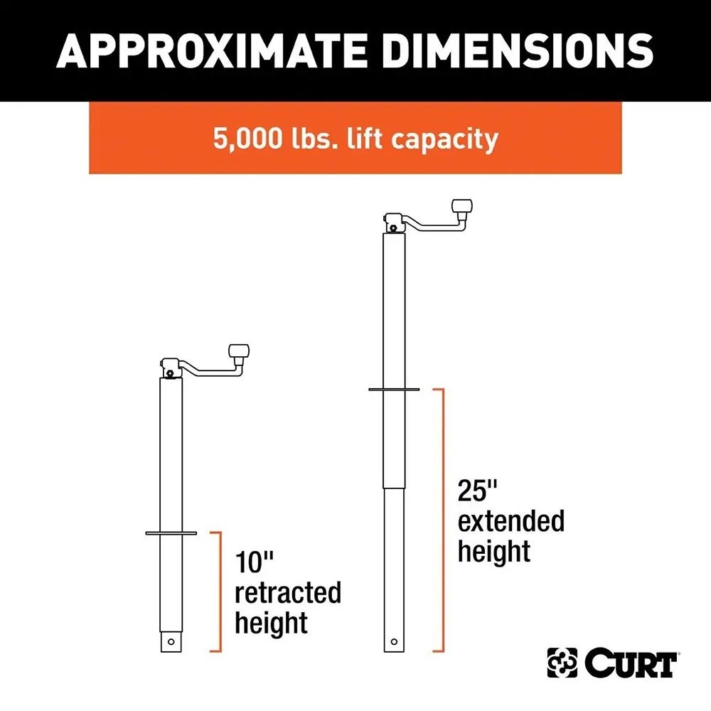 CURT 25007 Pipe-Mount Swivel Topwind Jack