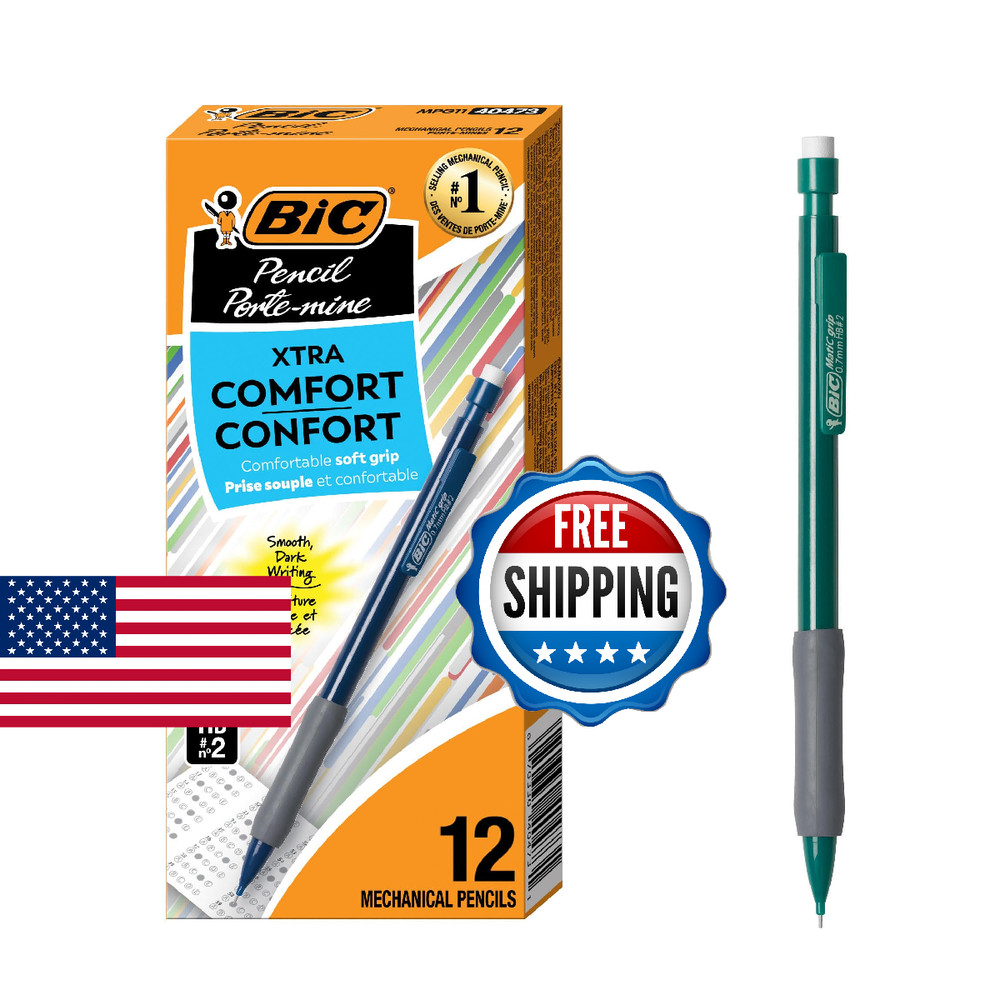 BIC Xtra Comfort Mechanical Pencils with Erasers, Medium Point (0.7mm), 12-Count
