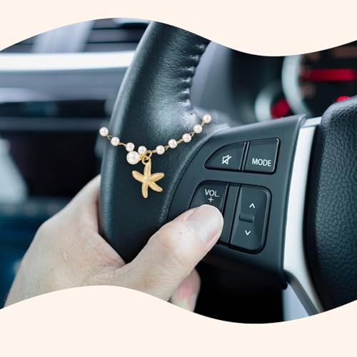 Steering Wheel Charm Accessory Peral Pendant Car Decor Rearview Mirror Starfish