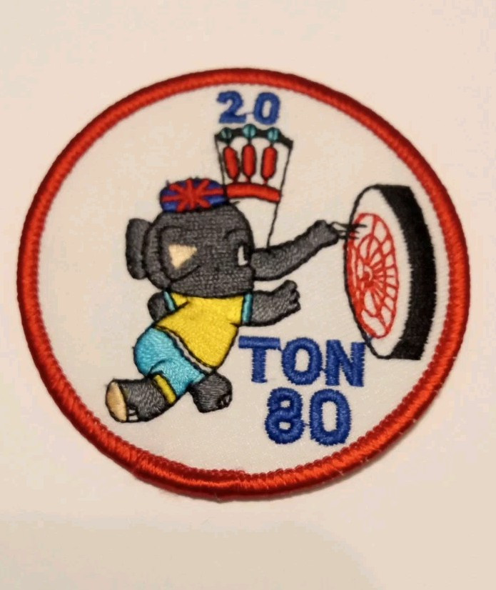 Throwing Dart Patch Ton 80 Elephant New VTG Embroidered