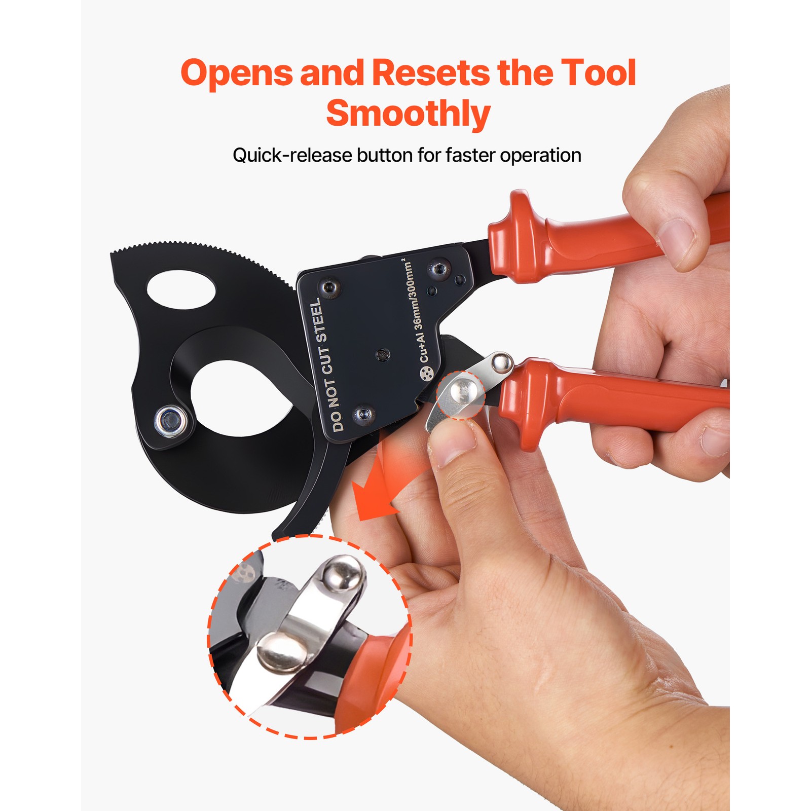 Uimoso Ratcheting Cable Cutter for Copper and Aluminum Wires up to 600MCM/300mm²