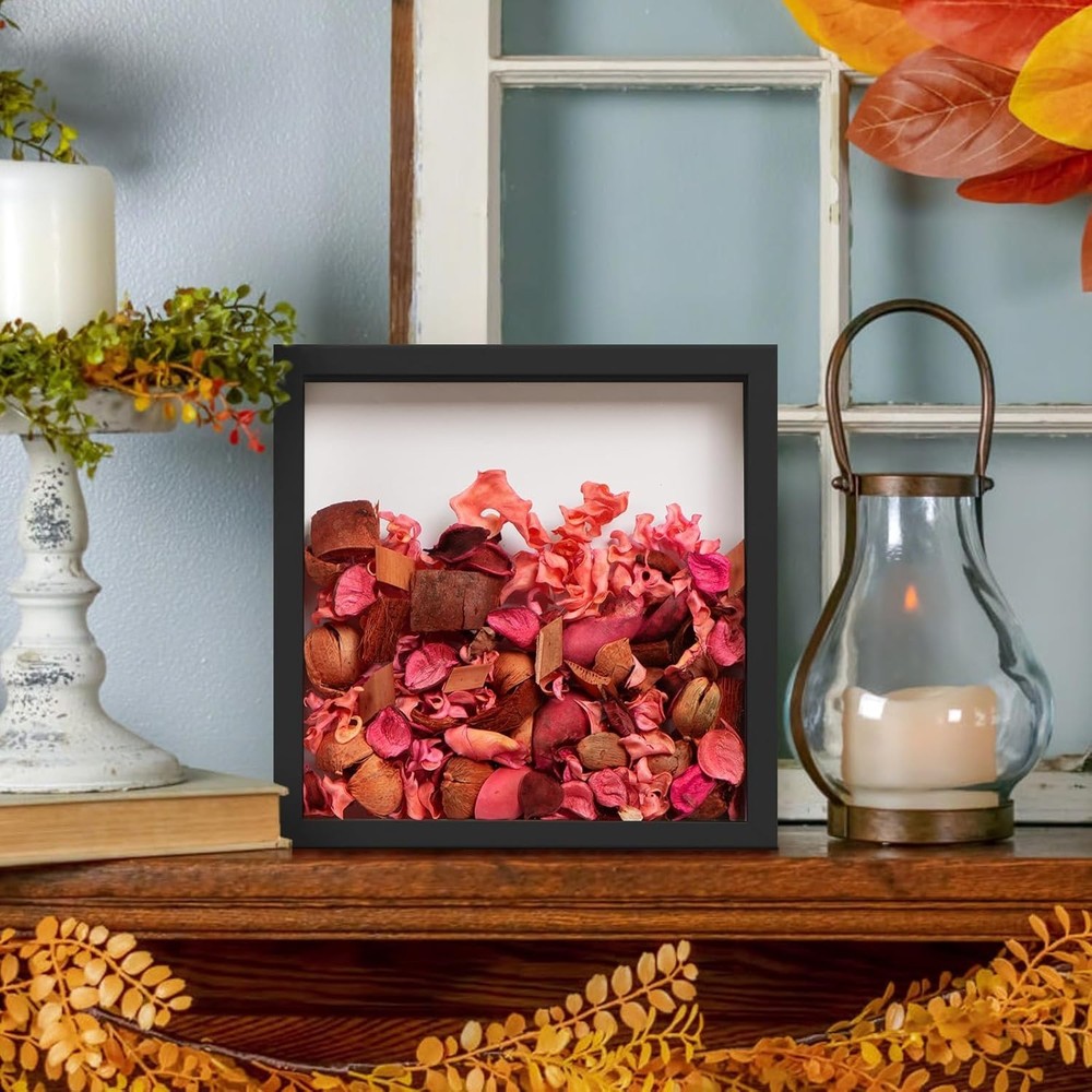 8x8 Shadow Box Frame with Soft Linen Back - Push Pins Included, Memory Box Di...