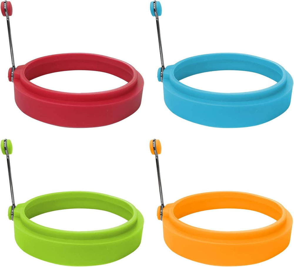 Food Grade Silicone Egg Rings, Multicolor, Egg Ring Molds for Cooking, Fried Egg