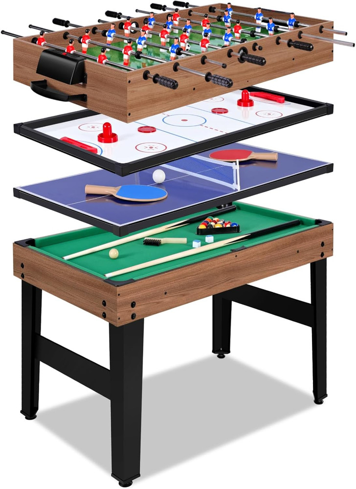 12-In-1 Game Table - 48" Combo Game Table, Ping Pong Table, Foosball Table, Air