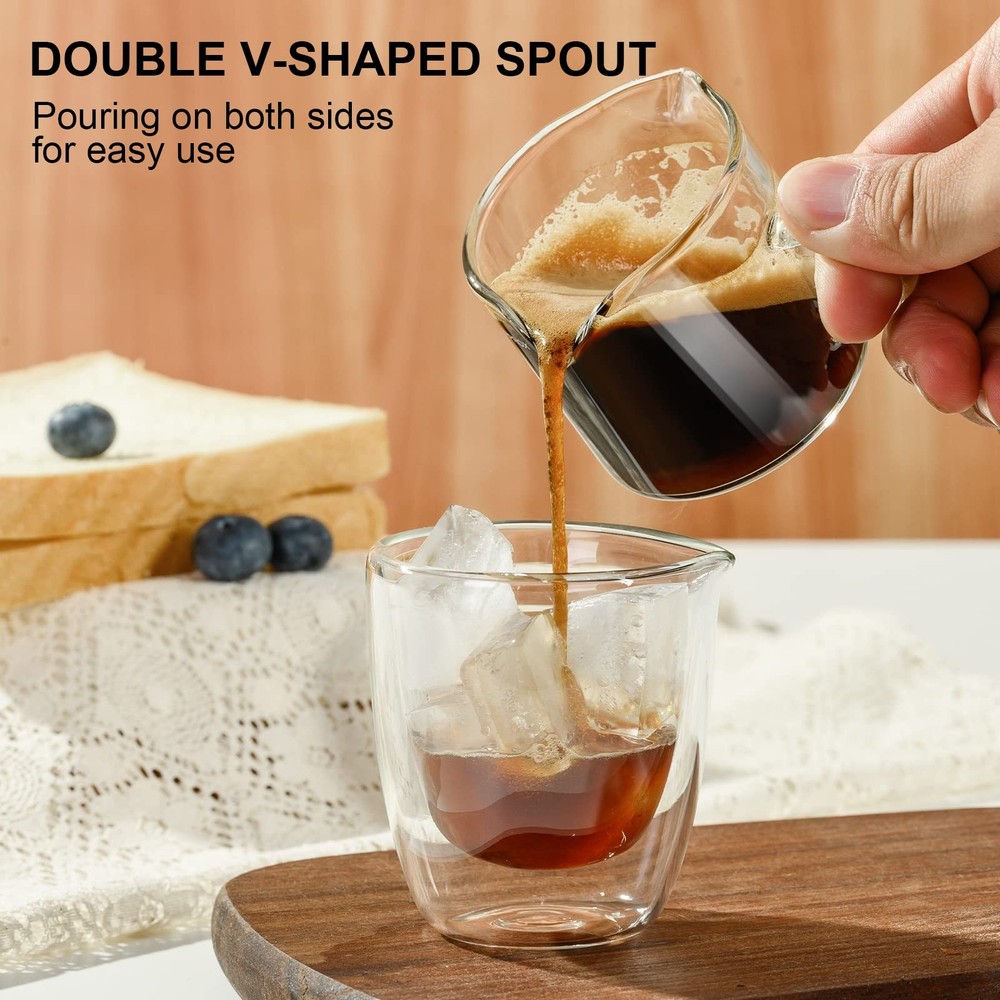 PARACITY Espresso Cup with Handle, 2.5 OZ Double Ounces, Transparent