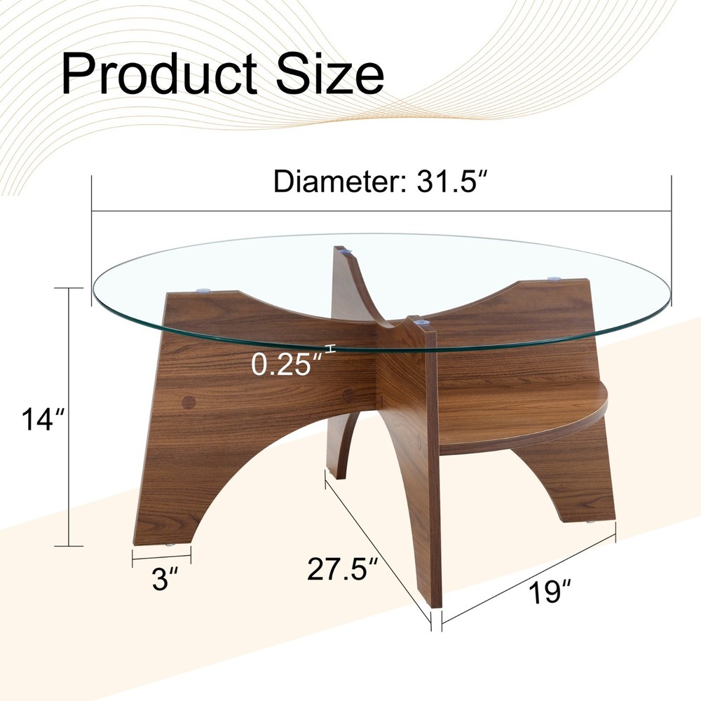 Round/Oval Coffee Table Center Table with Storage Multi-Functional Living Room