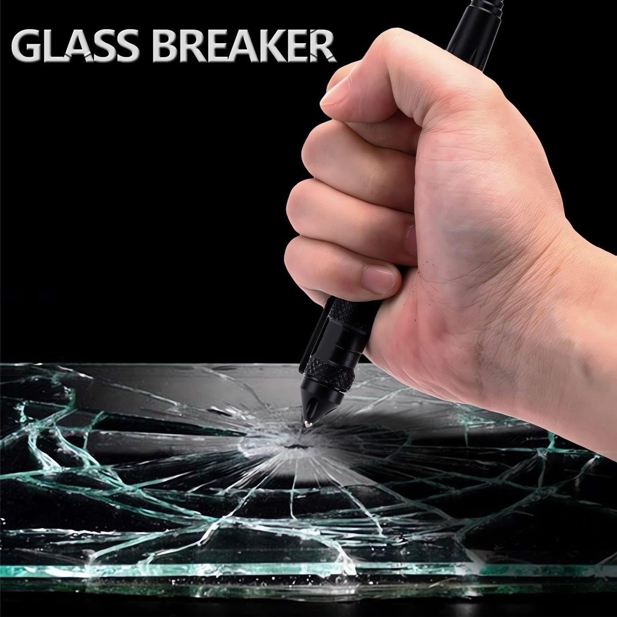 1 Tactical Pen Aluminum Self Defense with Glass Breaker Pen Writing Black EDC