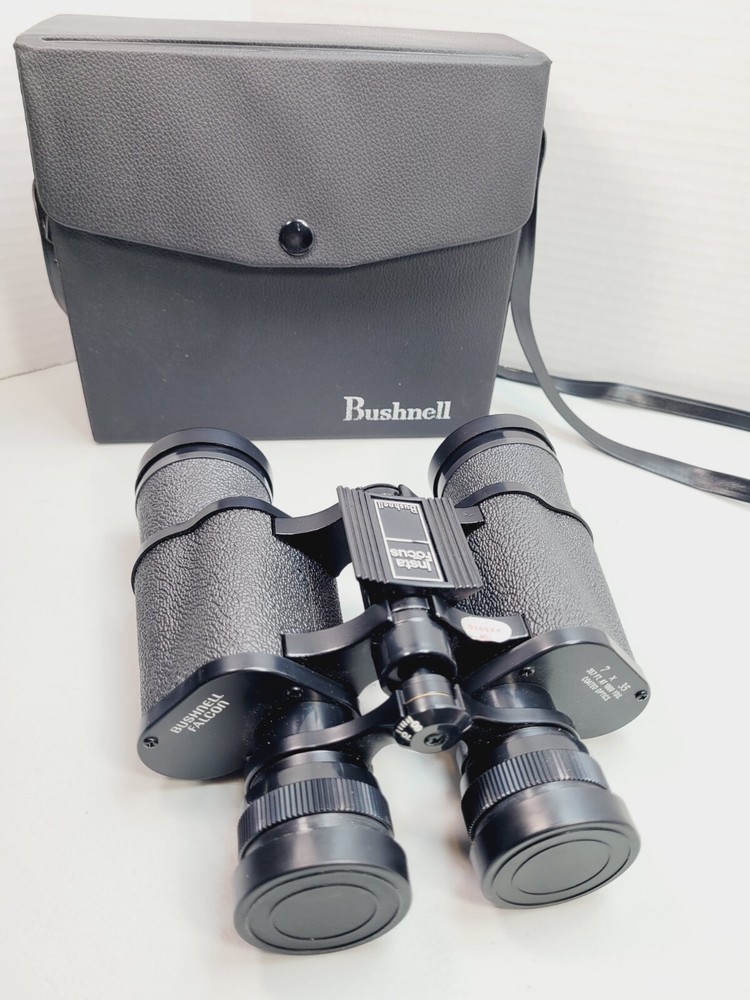 BUSHNELL FALCON Insta Focus Binoculars & Case. 7X35 Coated Optics