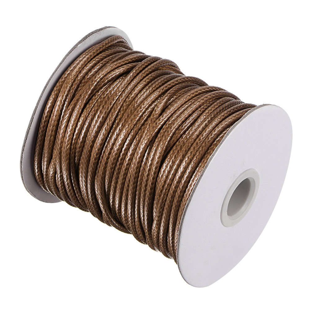 Waxed Polyester String Cord 42 Yards 3mm for DIY Craft Brown