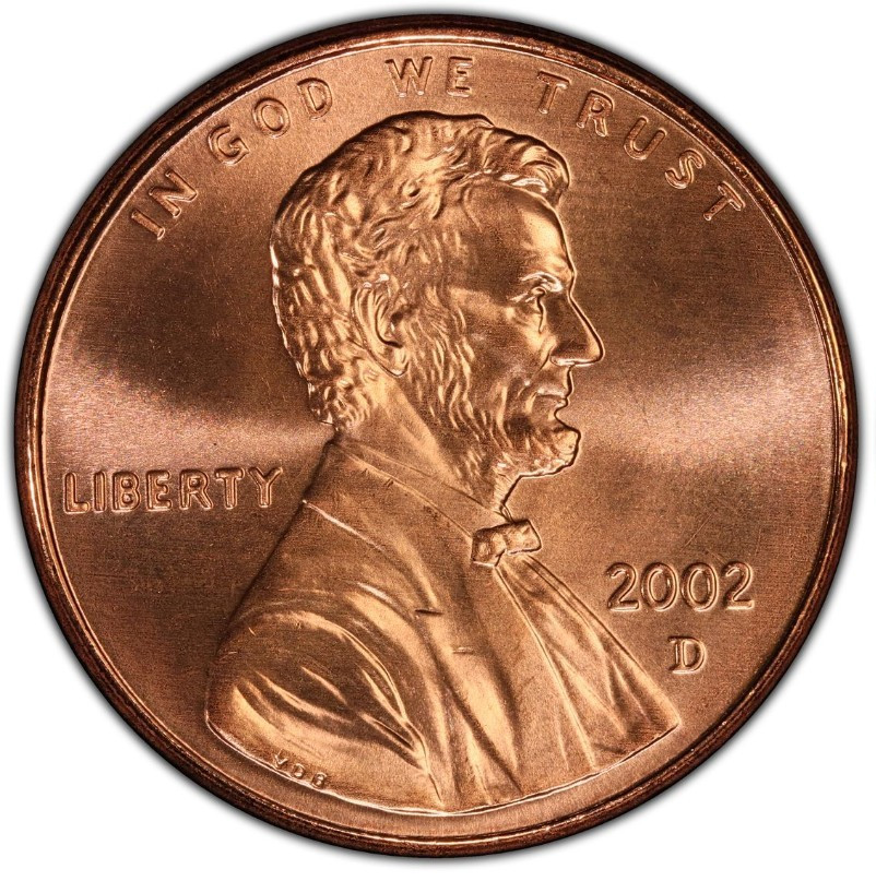 2002-D Mint State Lincoln Memorial Cent 1C