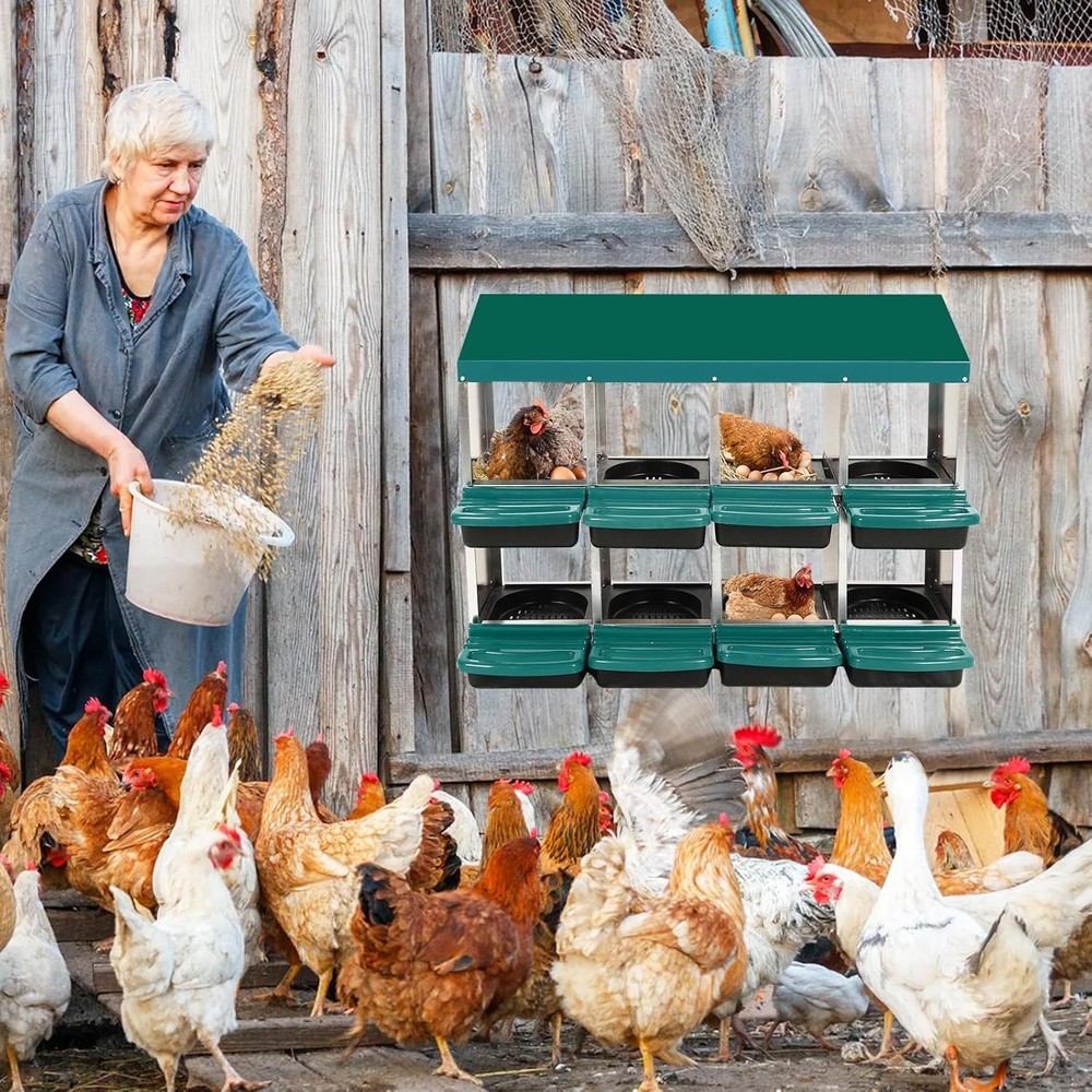Chicken Nesting Box 2-Tier Chicken Nesting Box 8 Compartments Coop Laying Eggs