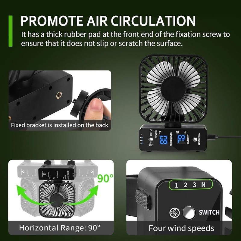 Dual Fan Plant Growth System Real Time Humidity Control Adjustable Airflow 2Pack