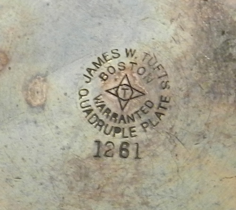 LOVELY ANTIQUE/VINTAGE JAMES W TUFTS BOSTON QUADRUPLE SILVER PLATE CUP & SPOON!!