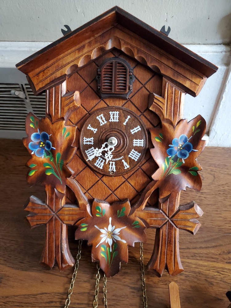 German Black Forest Cuckoo Clock Wooden Carved