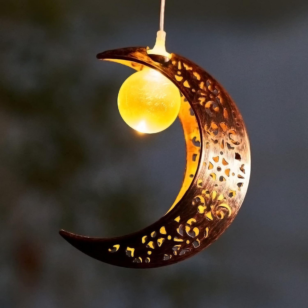 Waterproof Solar Moon Wind Chimes - Outdoor Decorative Mobile Outside Lights
