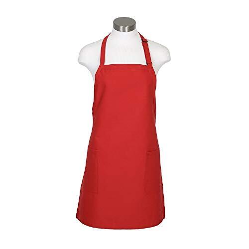 Adult's 2 Pocket Bib Apron - O/S One Size Red