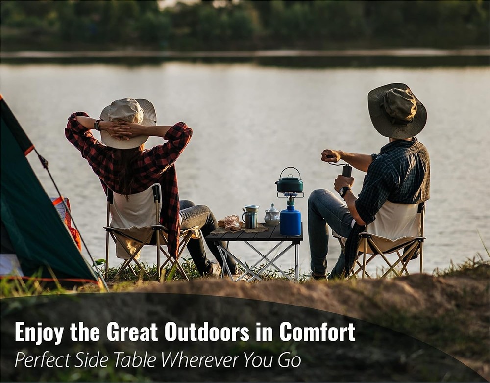 TREKOLOGY Small Camping Table - Beach That Fold Up - Obsidian Black