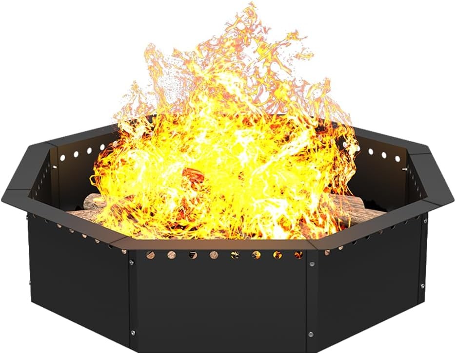 Smokeless Fire Pit Ring 35-Inch Outer 31-Inch Inner Diameter, Large Solid Steel