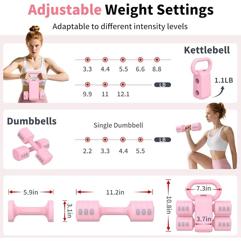 2in1 Adjustable Dumbbells & Kettlebell Set Portable Weight Training System New