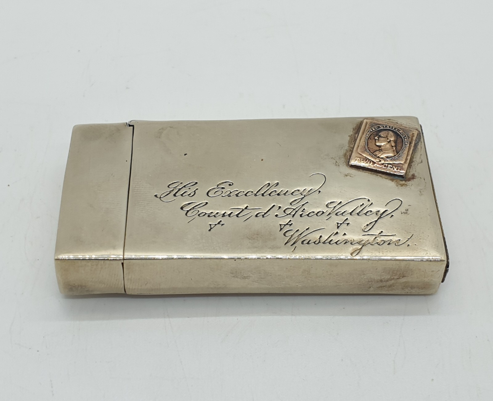 Gilt 900 Silver Envelope Form Novelty Vesta Case