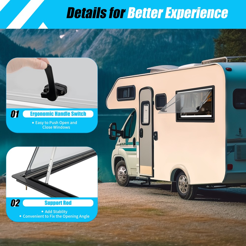 3 Size RV Caravan Hinged External Push Out Window Ventilation Hatch MG16RW