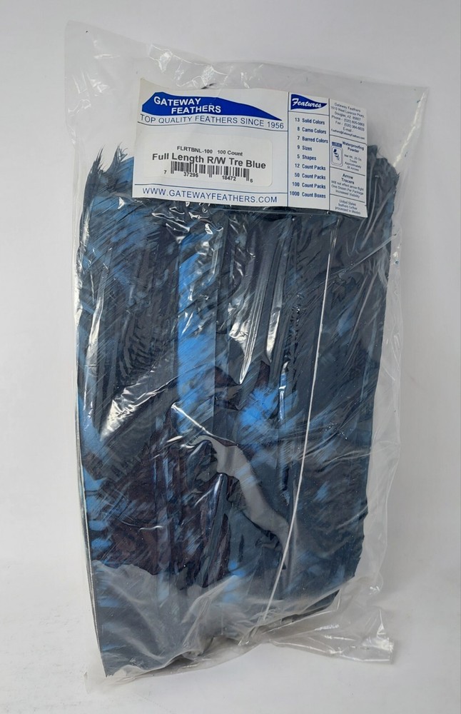 Gateway Feathers FULL LENGTH Tre Blue Right Wing 100 Pack: FLRTBNL-100