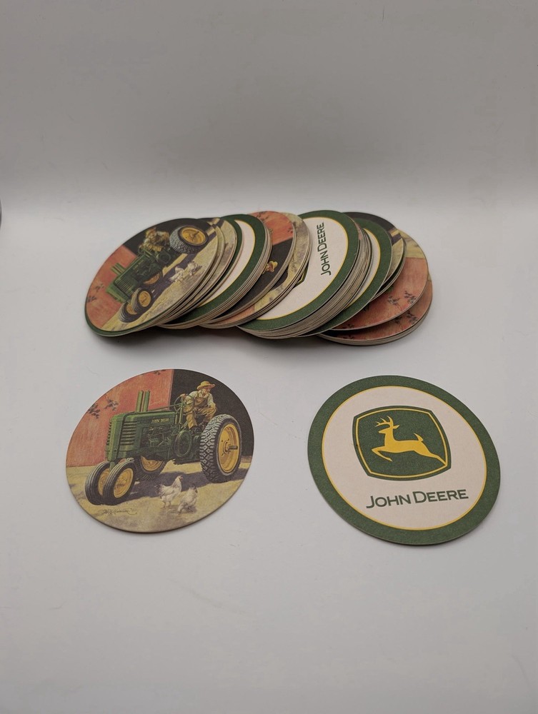 John Deere Silo Coaster Dispenser With ~50 Coasters 2 Designs