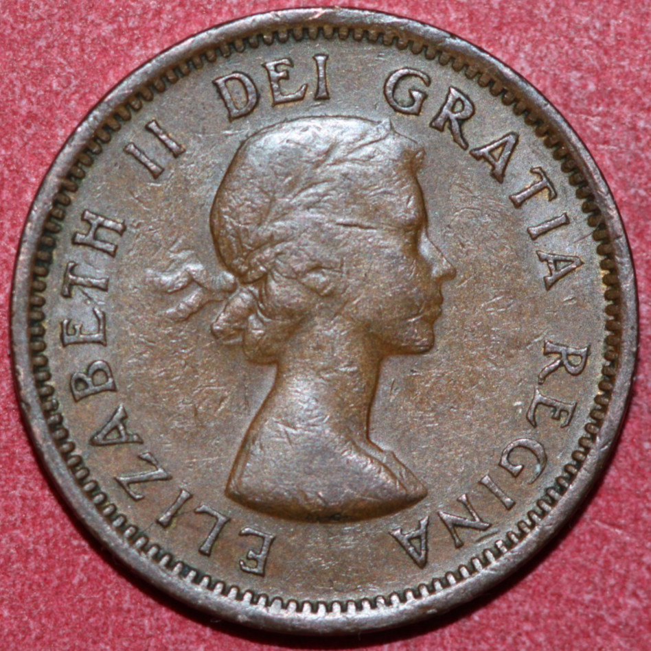 Canada 1953 Cent without strap Elizabeth II 19mm