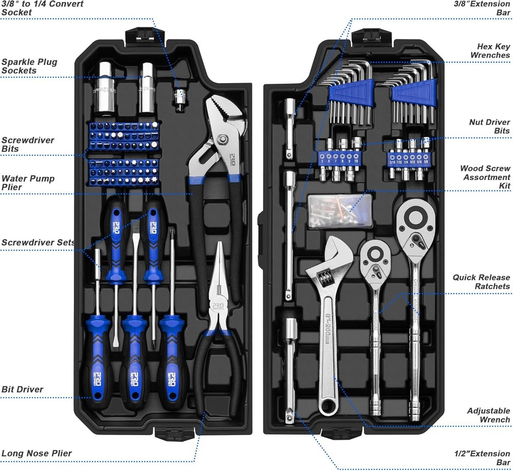Prostormer 240-Piece Mechanics Tool Set, General Assorted