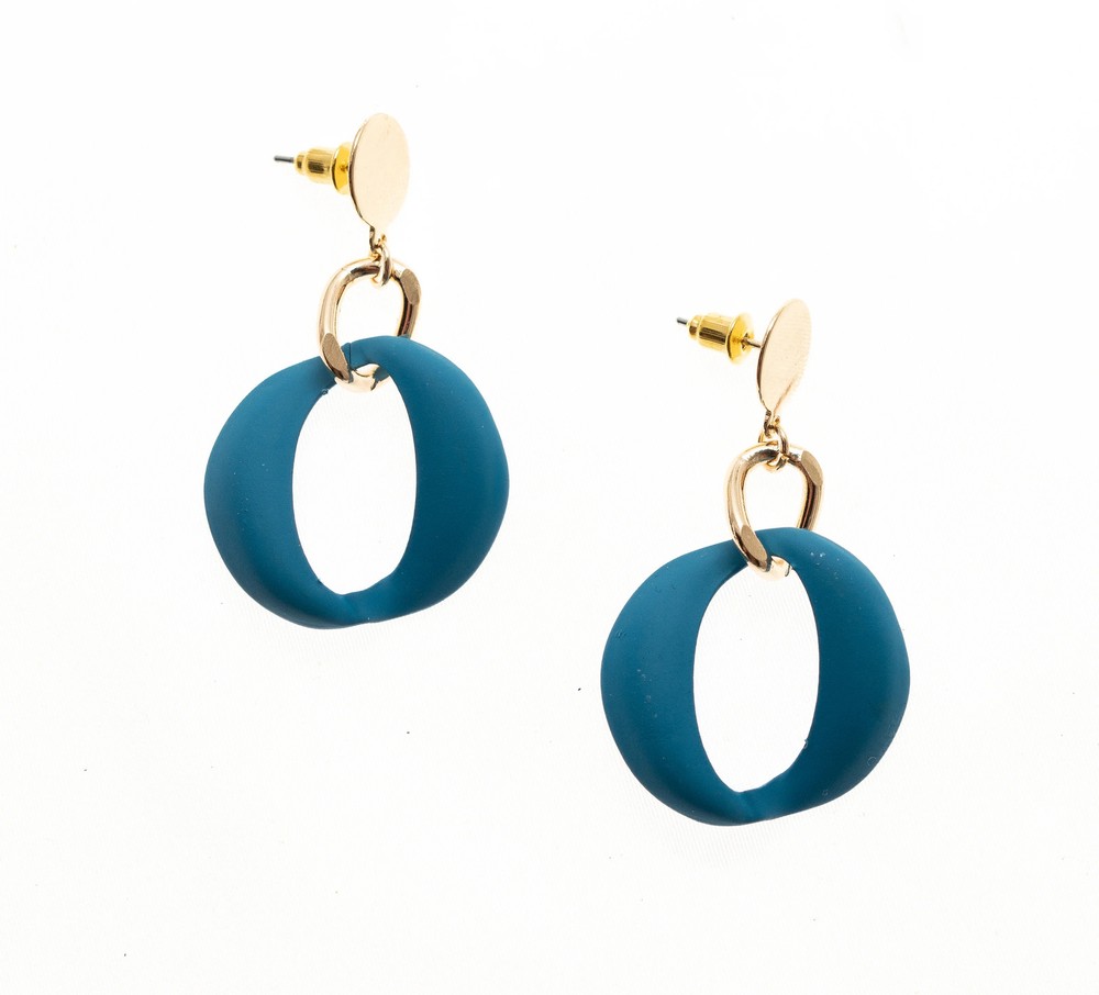Post Circle Drop Color Earring