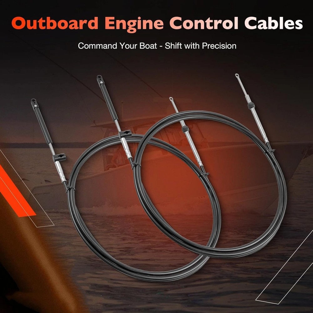 2PCS 9FT Outboard Throttle Cable Gen I Control Shift Cables For Mercury Mariner