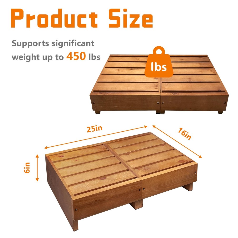Wooden Step Stool 6” Height, Step Stools for Bed, Bed Steps for High Beds for...