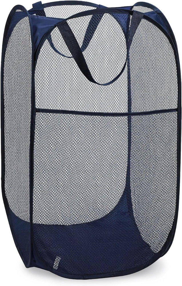 Collapsible Mesh Foldable Hamper 14" X 14' X 24" Navy Blue