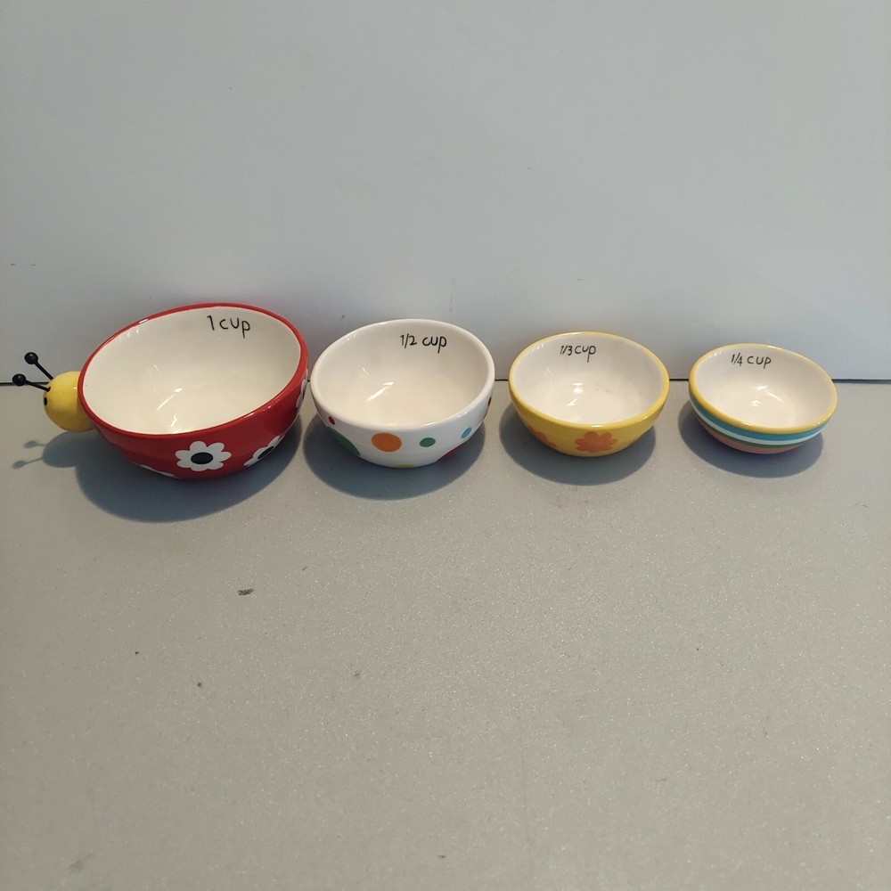 Boston Warehouse Trading#1638444 Ladybug Ceramic Nesting Measuring Cups