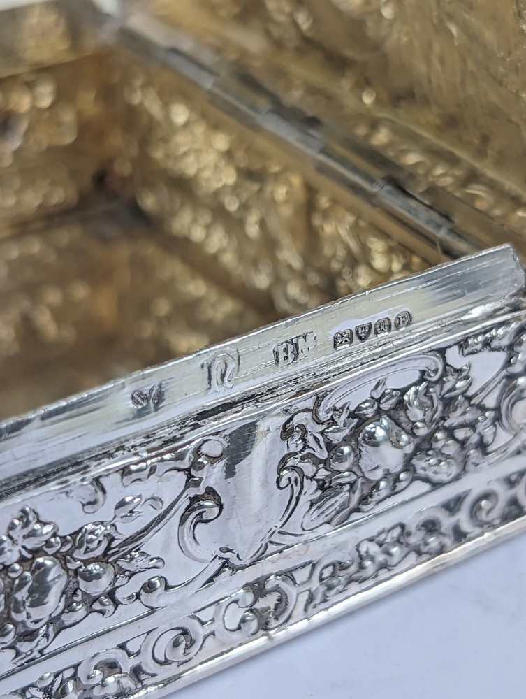 1901 Berthold muller solid silver box with cherubic scene & goats